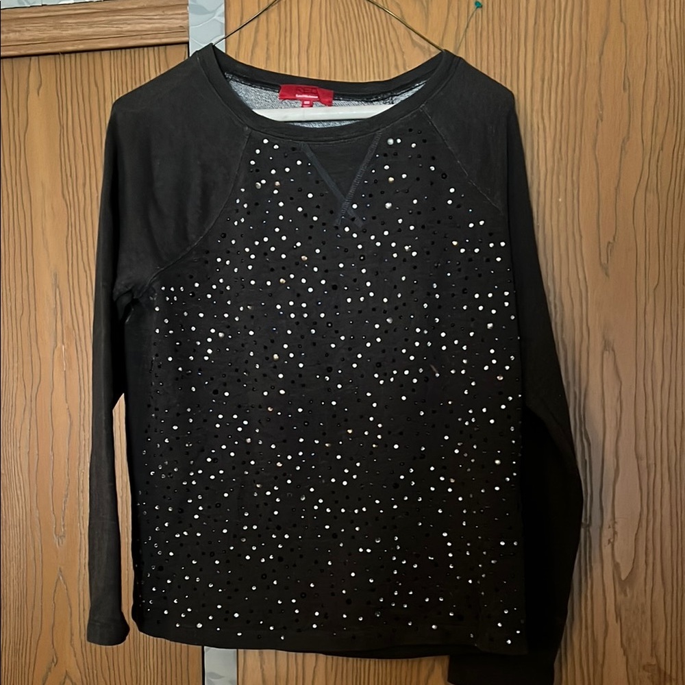Red - Saks Fifth Avenue Black Studded Sweatshirt